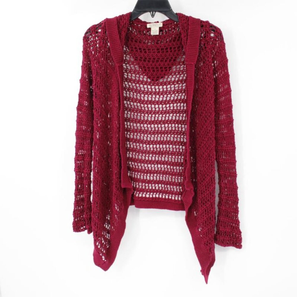Lucky brand cardigan women's small La Playa long sleeve hooded tropical berry